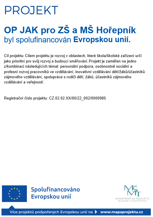 Plakát k projektu pro podporu vzdělání